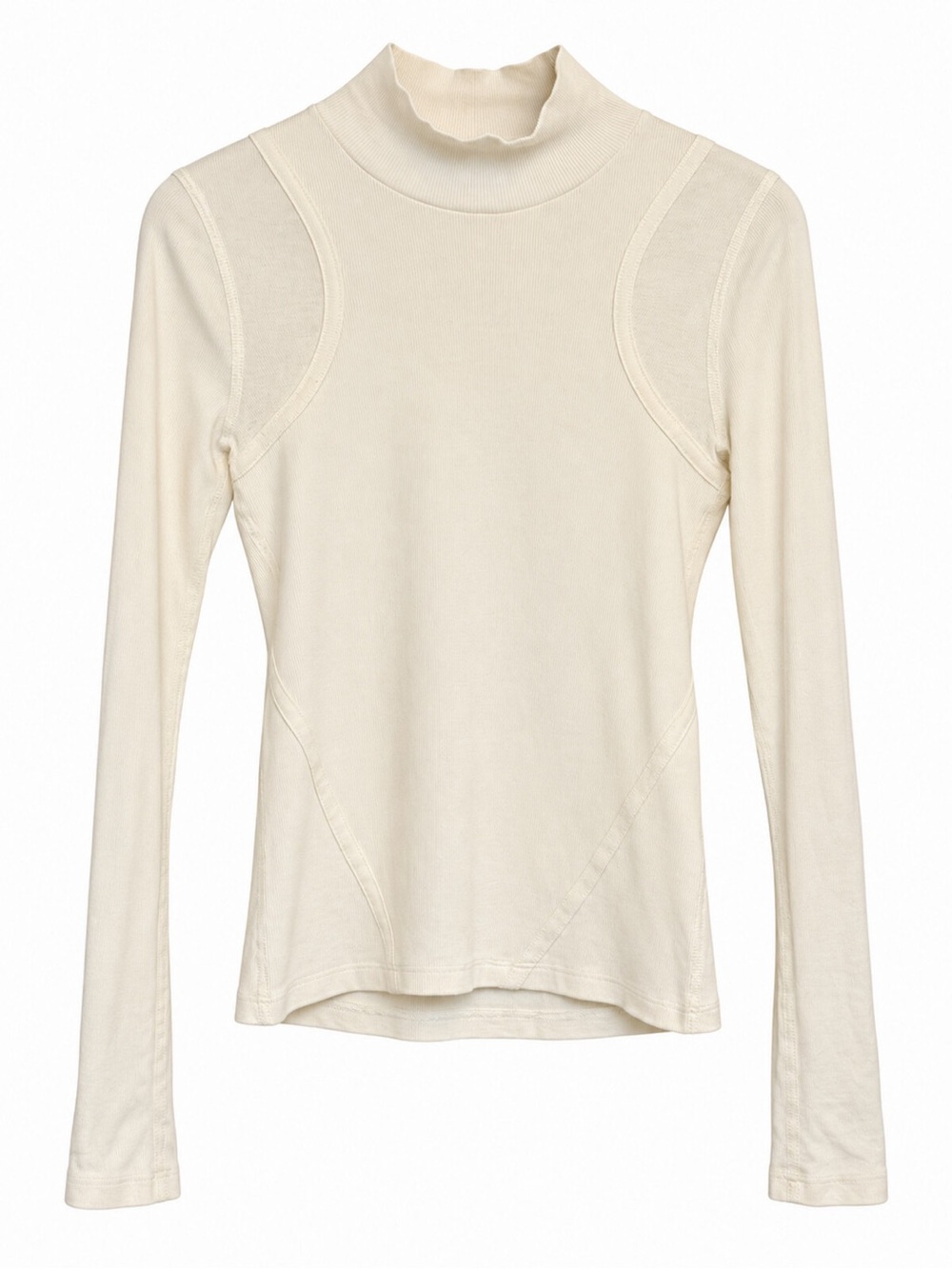 Alp N Rock Laila Ivory Ribbed Mock Neck Long Sleeve Top Small S
